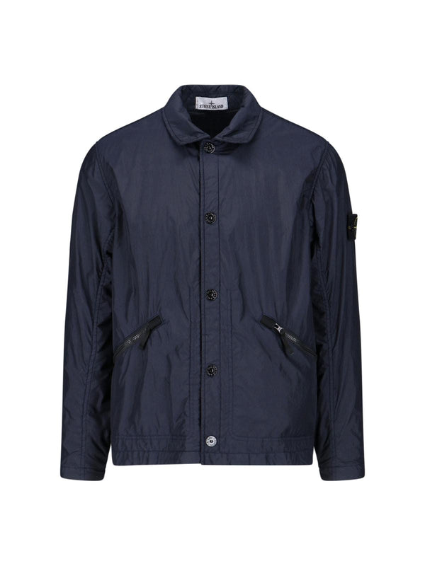 Stone Island Shirt With Snap Buttons, Double Zippered Side Pocket - Men - Piano Luigi