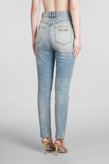 Balmain Jeans In Blue Cotton - Women - Piano Luigi