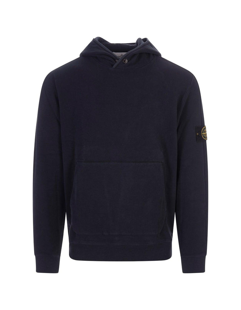 Stone Island Navy Blue Sweatshirt With Lined Hoodie - Men - Piano Luigi