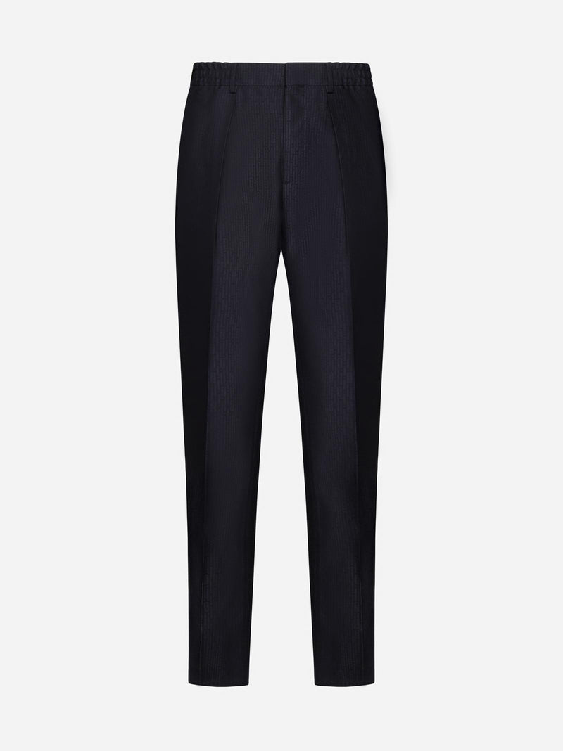 Fendi Ff Stripes Jacquard Wool Trousers - Men - Piano Luigi