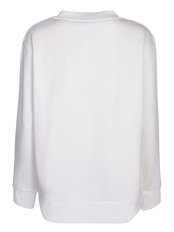 Moncler Crystals Logo White Sweatshirt - Women - Piano Luigi