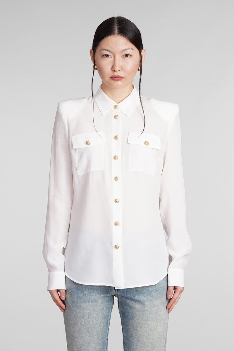 Balmain Shirt In White Silk - Women - Piano Luigi