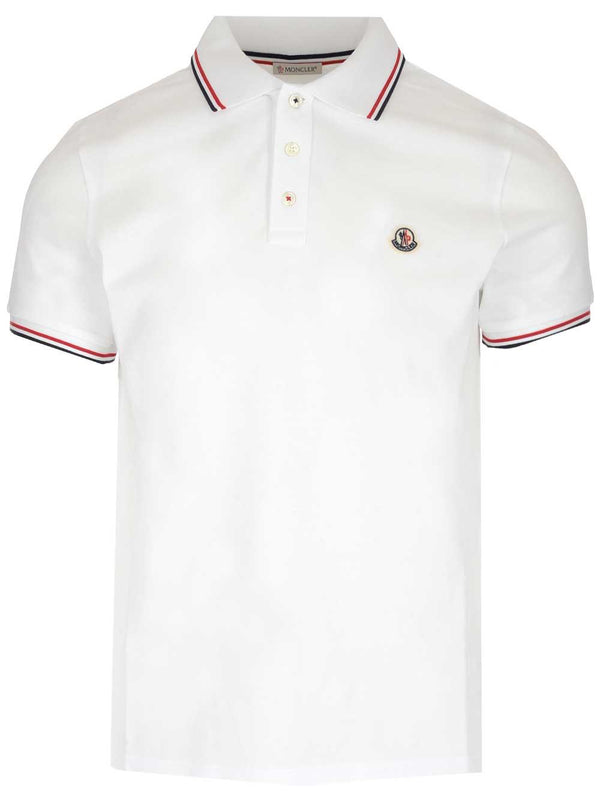 Moncler White Polo Shirt With Logo - Men - Piano Luigi