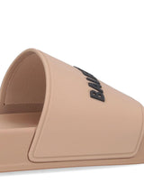 Balenciaga Beige Slide Sandals With Logo In Rubber Man - Men - Piano Luigi