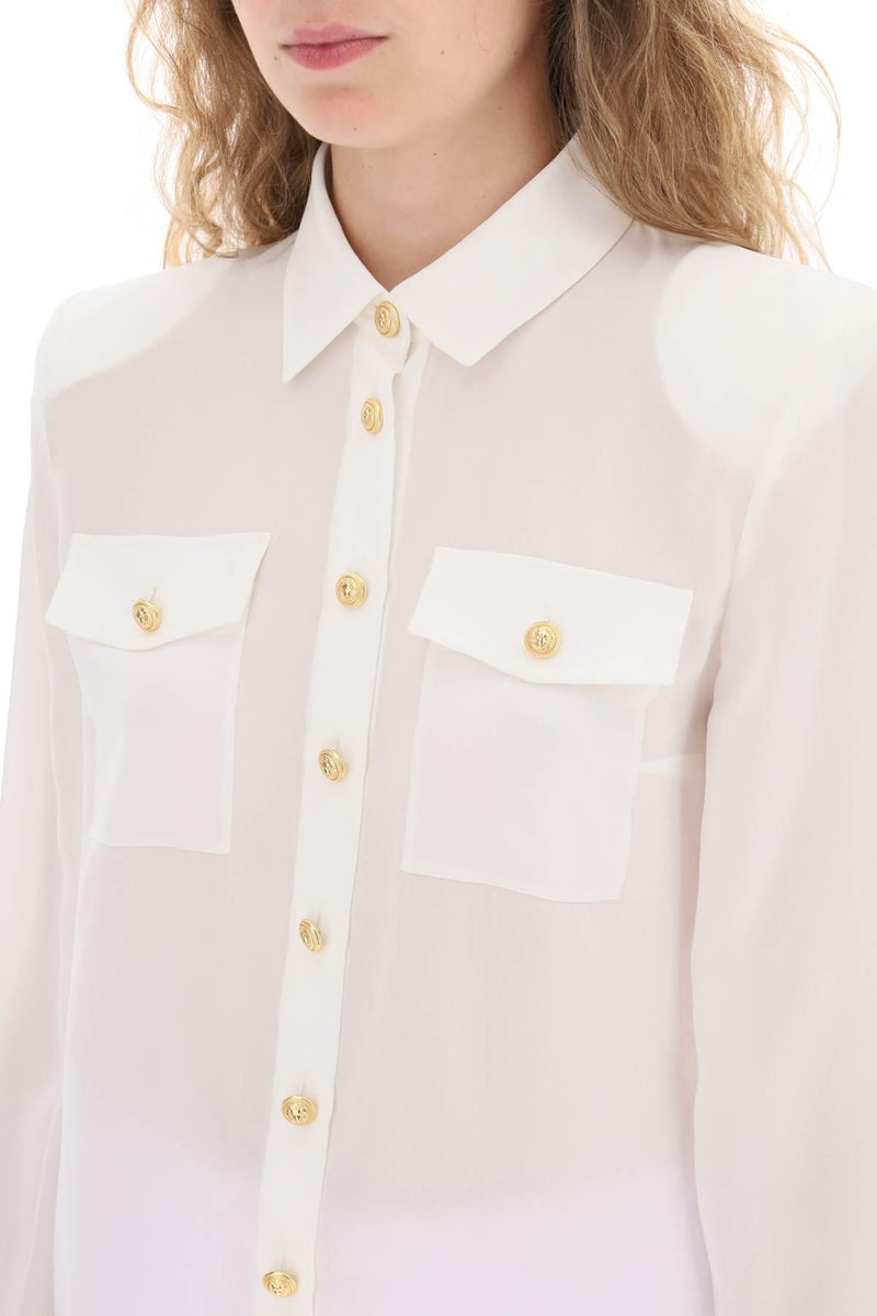 Balmain Crepe De Chine Shirt With Padded Shoulders - Women - Piano Luigi