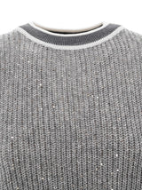 Brunello Cucinelli Contrasting-border Knitted Top - Women - Piano Luigi