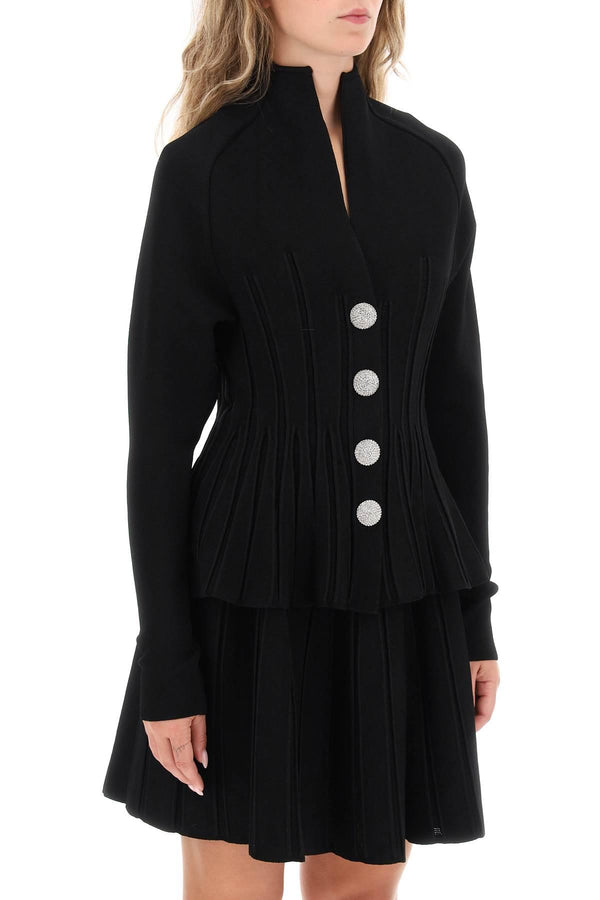 Balmain Ribbed Viscose Peplum Cardigan - Women - Piano Luigi