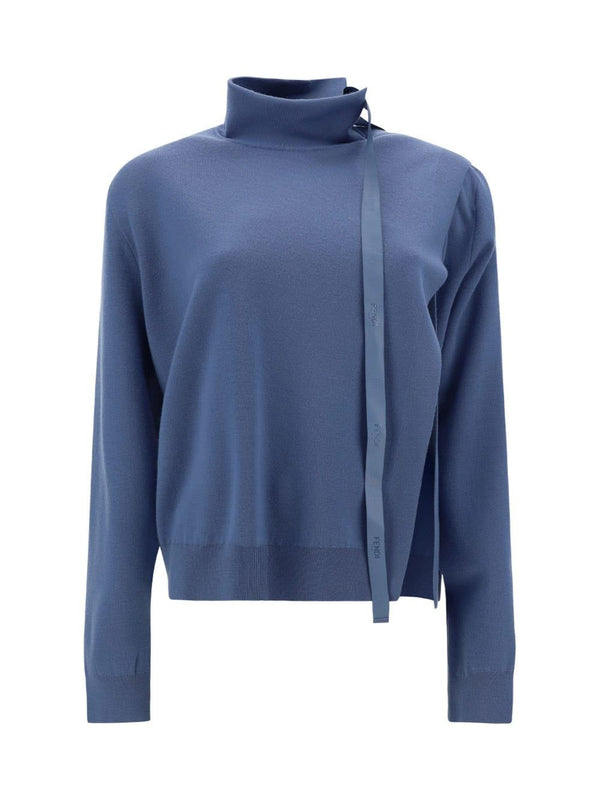 Fendi Logo-tape Wool Turtleneck - Women - Piano Luigi