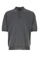 Prada Dark Grey Silk Polo Shirt - Men - Piano Luigi