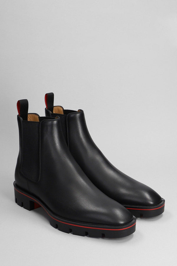Christian Louboutin Alpinosol Ankle Boots In Black Leather - Men - Piano Luigi
