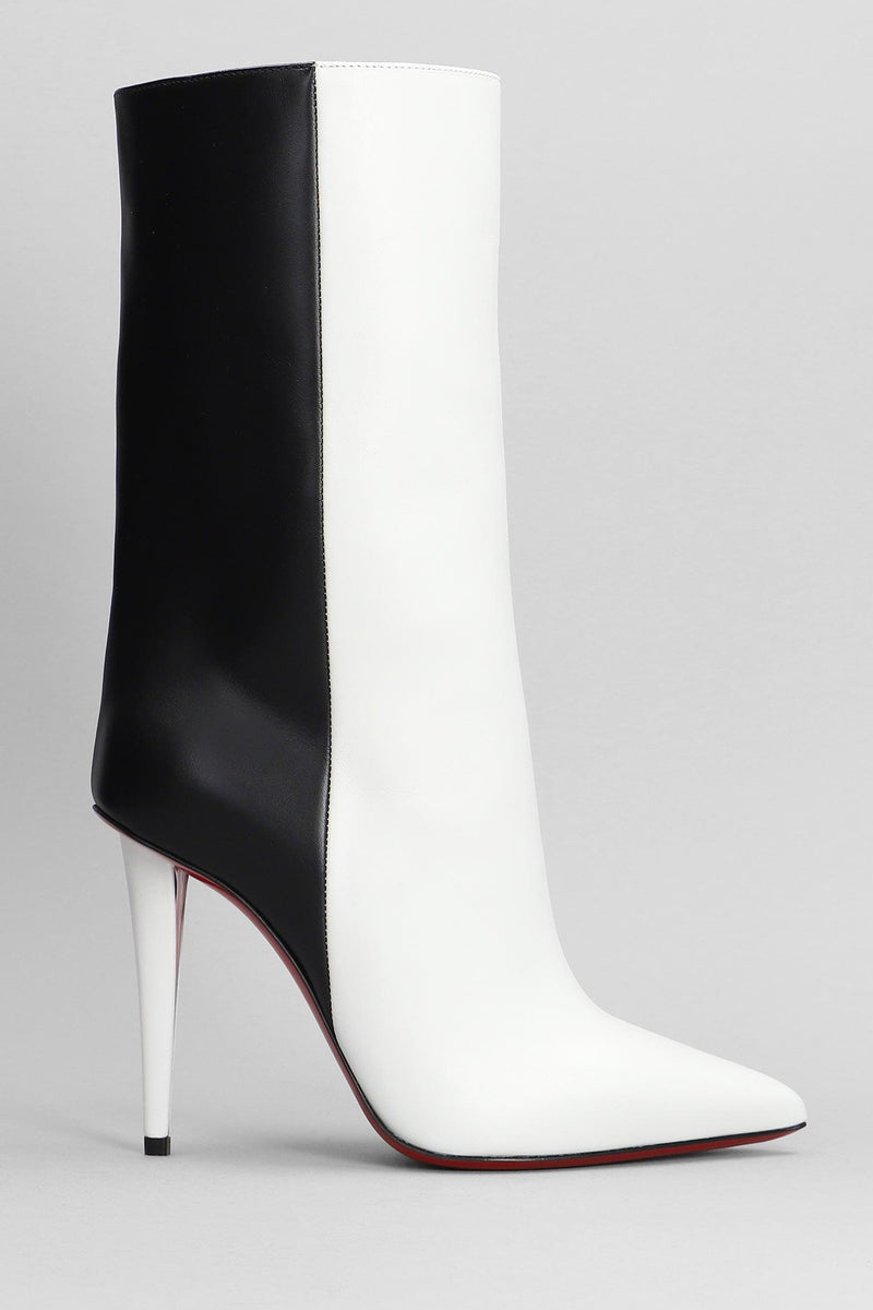 Christian Louboutin Astrilarge Booty 100 Boots In White Leather - Women - Piano Luigi