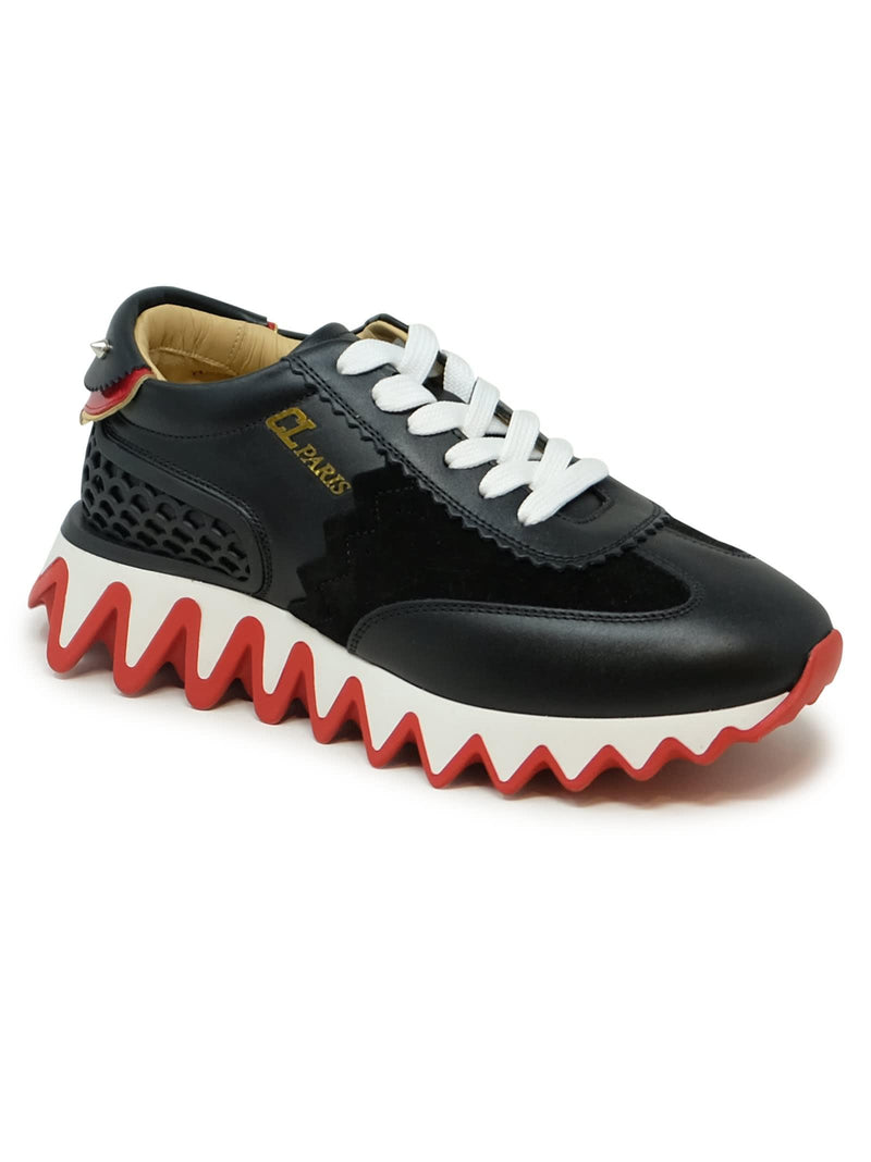 Christian Louboutin Black/loubi Calf/vv/pat Loubishark Donna Flat Sneakers - Women - Piano Luigi