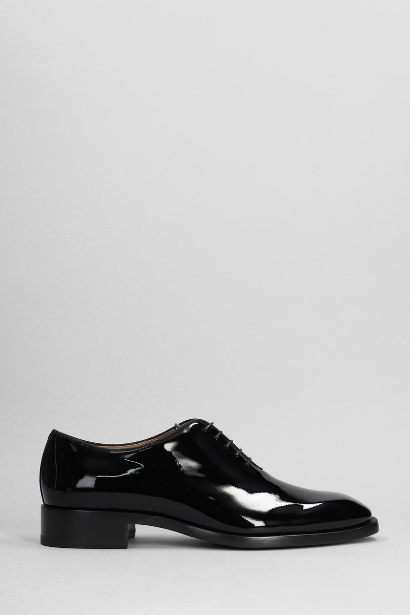 Christian Louboutin Corteo Lace Up Shoes In Black Patent Leather - Men - Piano Luigi