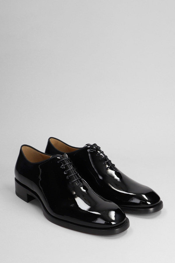 Christian Louboutin Corteo Lace Up Shoes In Black Patent Leather - Men - Piano Luigi