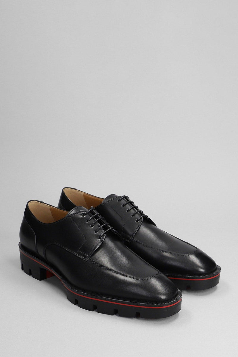 Christian Louboutin Davisol Lace Up Shoes In Black Leather - Men - Piano Luigi