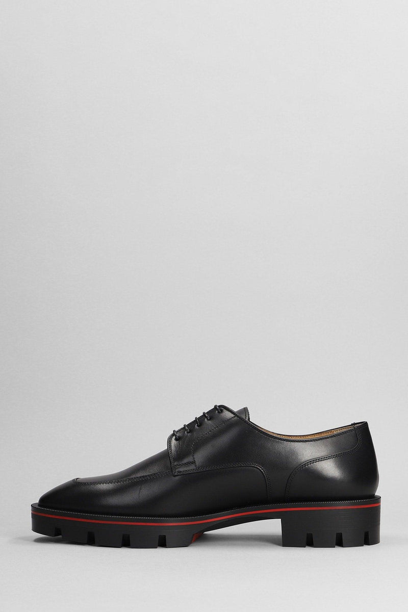 Christian Louboutin Davisol Lace Up Shoes In Black Leather - Men - Piano Luigi