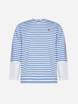 Comme des Garçons Logo-patch Striped Cotton T-shirt - Men - Piano Luigi