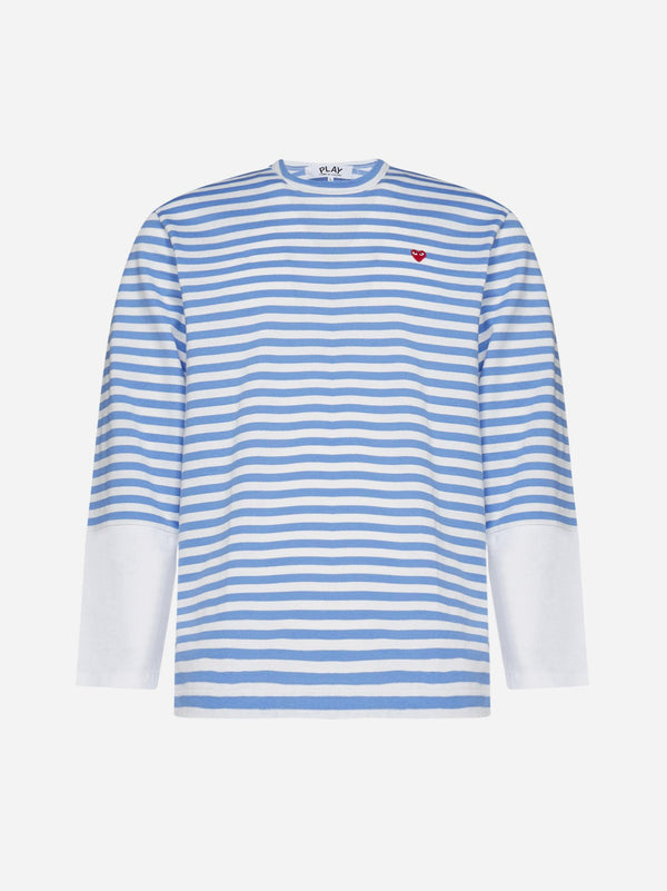 Comme des Garçons Logo-patch Striped Cotton T-shirt - Men - Piano Luigi