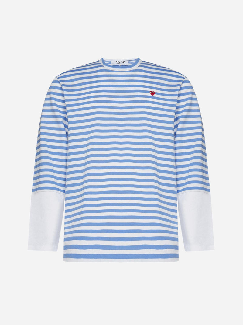 Comme des Garçons Logo-patch Striped Cotton T-shirt - Men - Piano Luigi