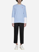 Comme des Garçons Logo-patch Striped Cotton T-shirt - Men - Piano Luigi