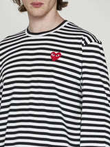 Comme des Garçons Logo-patch Striped Cotton T-shirt - Men - Piano Luigi