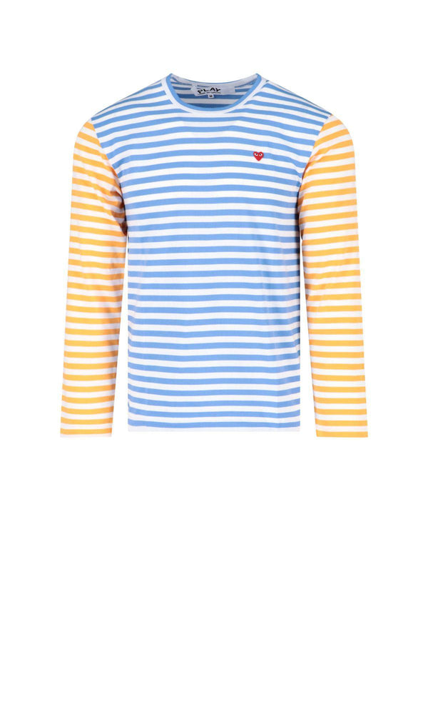 Comme des Garçons Striped Patch Logo T-shirt - Men - Piano Luigi