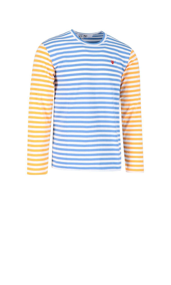 Comme des Garçons Striped Patch Logo T-shirt - Men - Piano Luigi