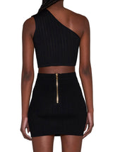 Balmain Black Knit Short Skirt With Gold Buttons - Women - Piano Luigi