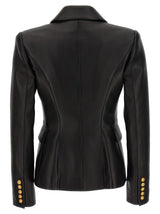 Balmain Double-breasted Leather Blazer - Women - Piano Luigi