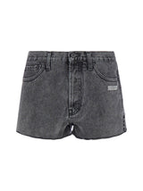 Off-White Logo Frayed Denim Shorts - Women - Piano Luigi