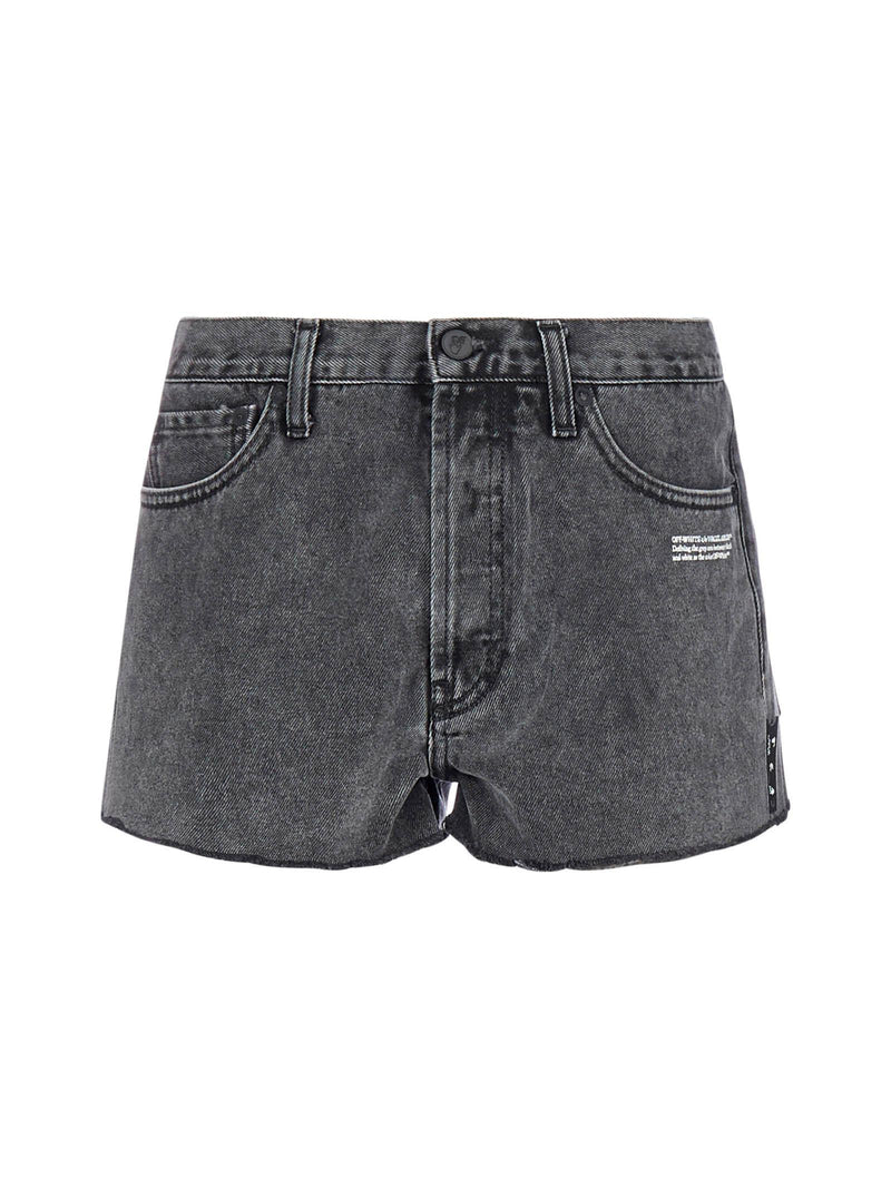 Off-White Logo Frayed Denim Shorts - Women - Piano Luigi