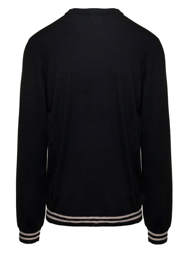 Balmain Black Sweater With Maxi Monogram In Wool Man - Men - Piano Luigi