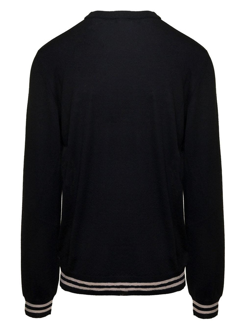 Balmain Black Sweater With Maxi Monogram In Wool Man - Men - Piano Luigi