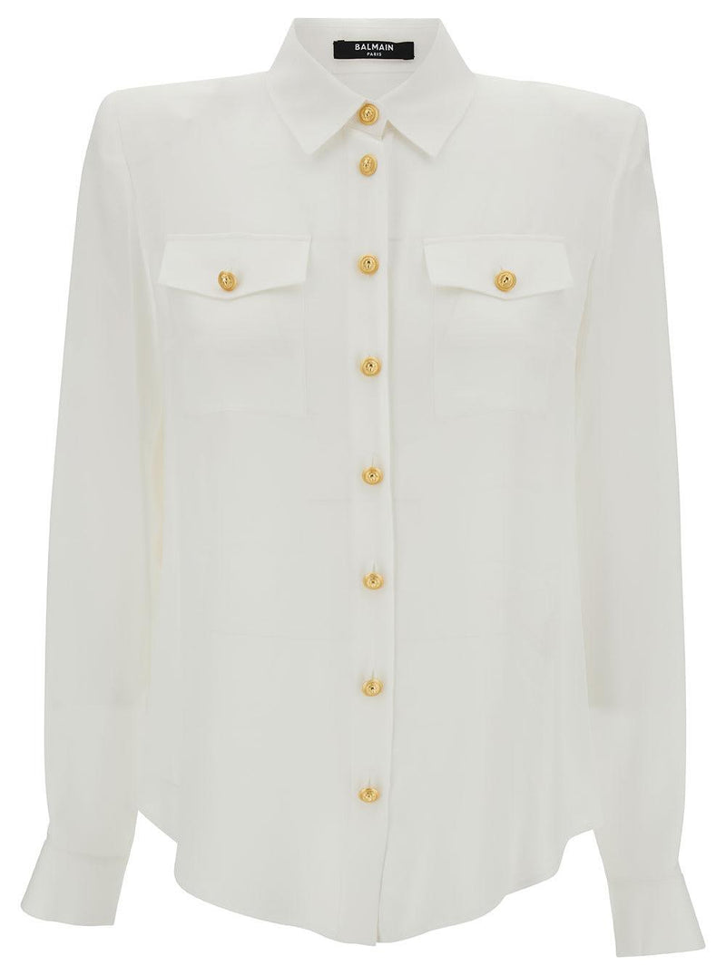 Balmain 2 Pkts Crepe De Chine Buttoned Shirt - Women - Piano Luigi