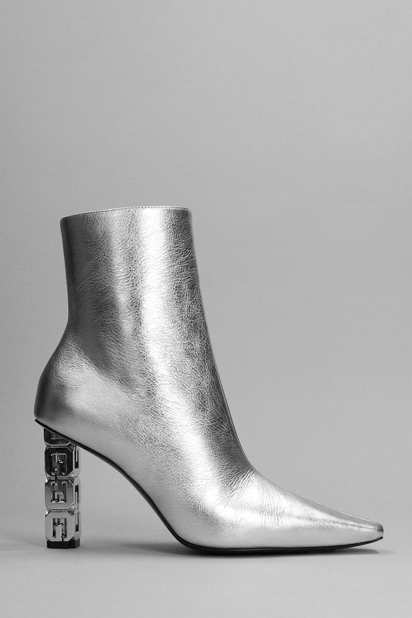 Givenchy High Heels Ankle Boots In Silver Leather - Women - Piano Luigi