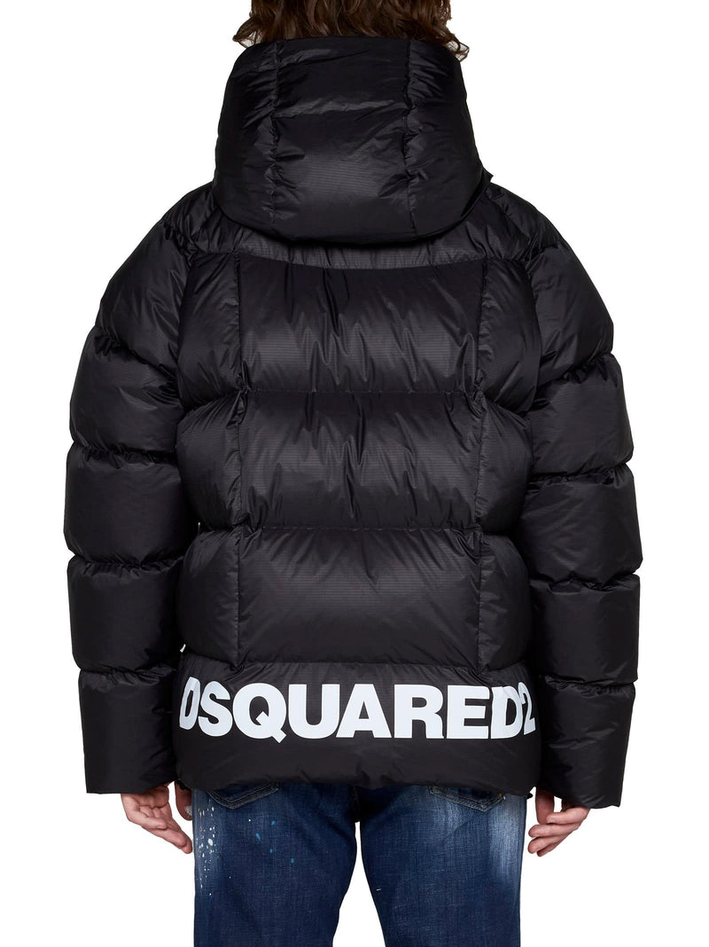 Dsquared2 Logo Print Hooded Down Jacket - Men - Piano Luigi