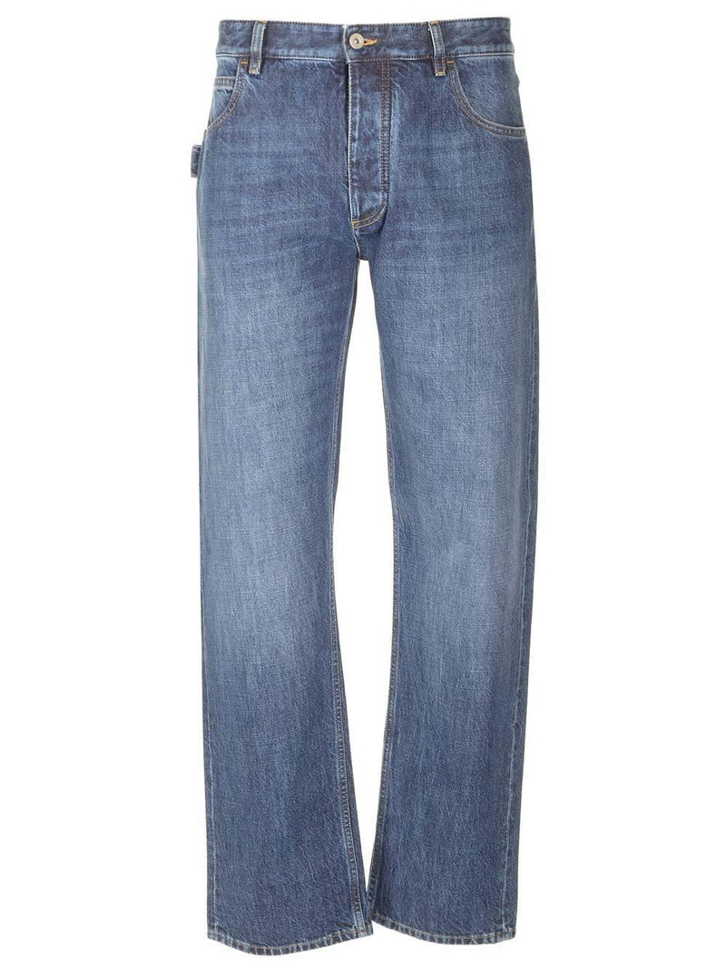 Bottega Veneta Logo Patch Straight Leg Jeans - Men - Piano Luigi