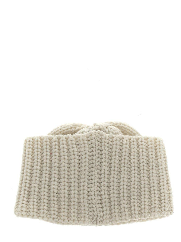 Saint Laurent Knitted White Beanie - Women - Piano Luigi