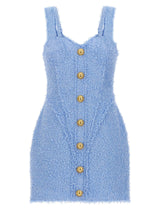 Balmain Light Blue Terry Mini Dress - Women - Piano Luigi