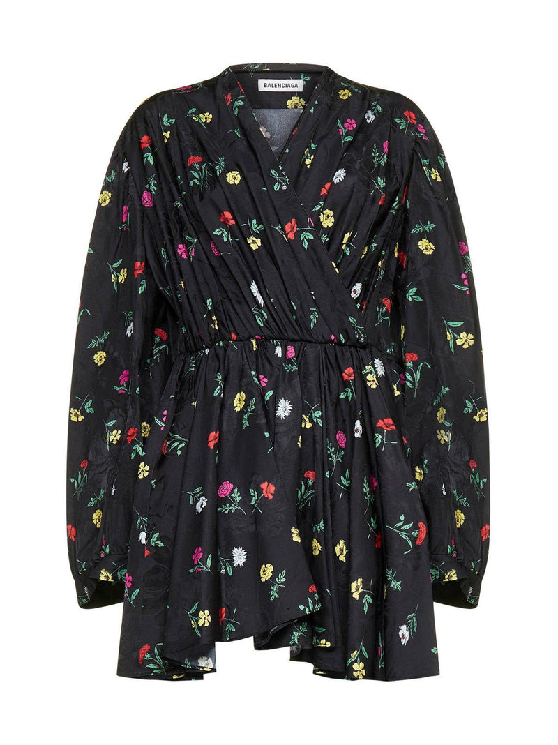 Balenciaga V-neck Floral-printed Mini Doll Dress - Women - Piano Luigi