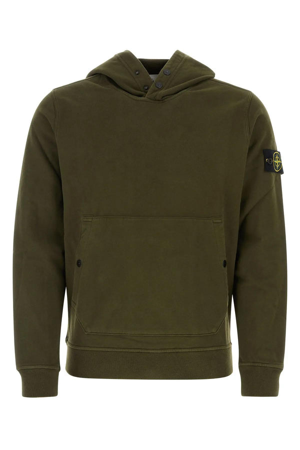 Stone Island Military Green Hoodie With Buttons - Men - Piano Luigi
