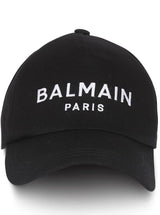 Balmain Black Baseball Cap With Contrasting Logo In Cotton Woman - Men - Piano Luigi