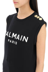 Balmain Black Cotton Tank Top - Women - Piano Luigi