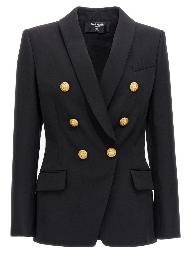 Balmain Double Breast Blazer Jacket With Logo Buttons - Women - Piano Luigi