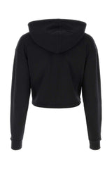 Balmain Flocked Logo Cropped Hoodie - Women - Piano Luigi