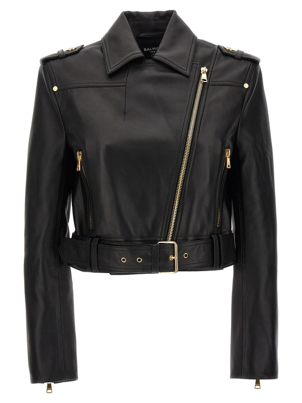 Balmain Leather Biker Jacket - Women - Piano Luigi