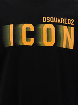 Dsquared2 Black Crewneck T-shirt With Icon Blur Logo Print In Cotton Man - Men - Piano Luigi