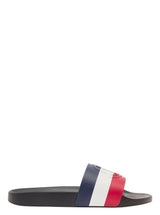 Moncler basile Blue Slides With Tricolour Toe Strap In Rubber Man - Men - Piano Luigi