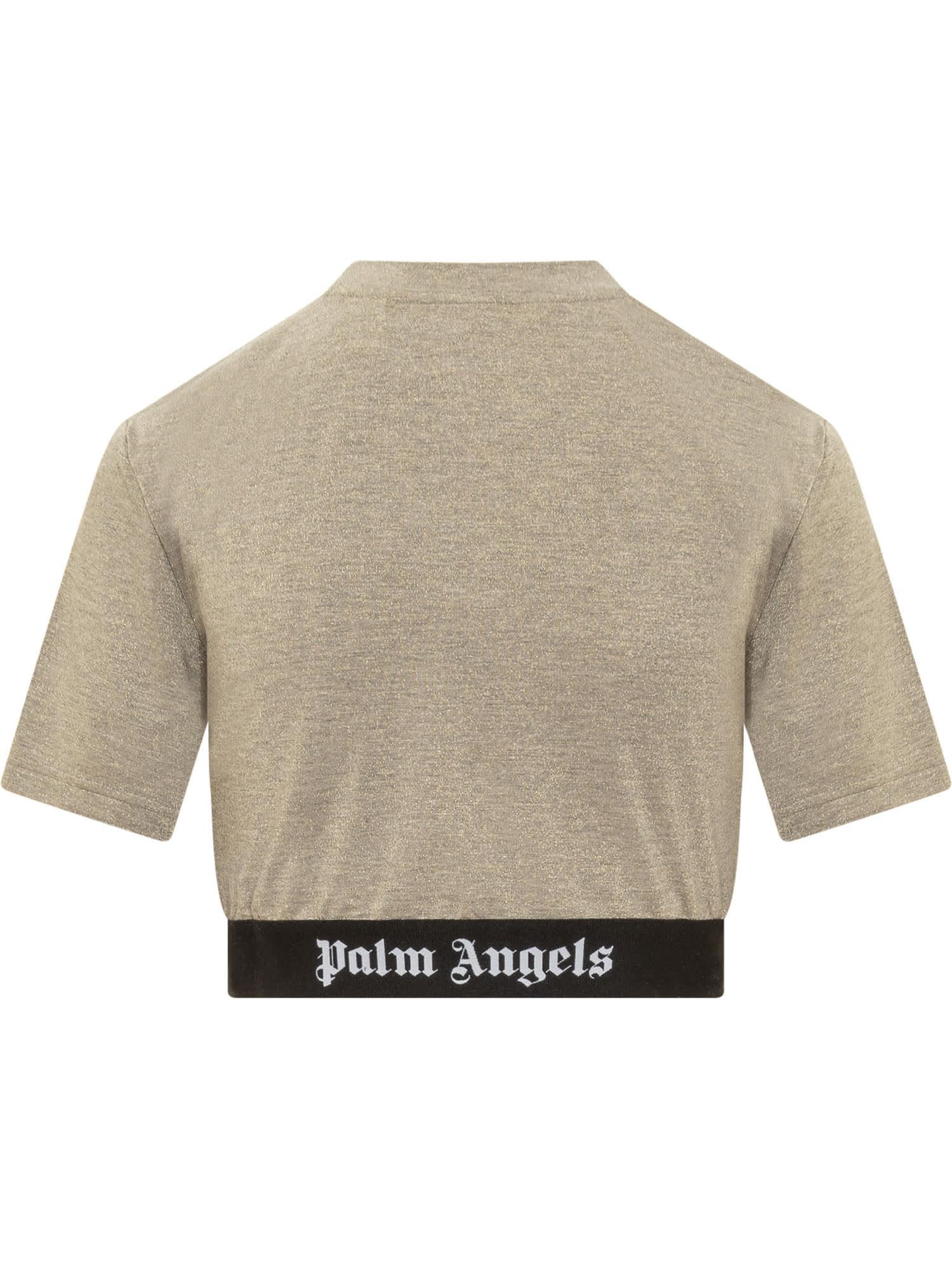 Palm Angels Black Crop T-shirt With Logo And Pink Star - Women – Piano Luigi