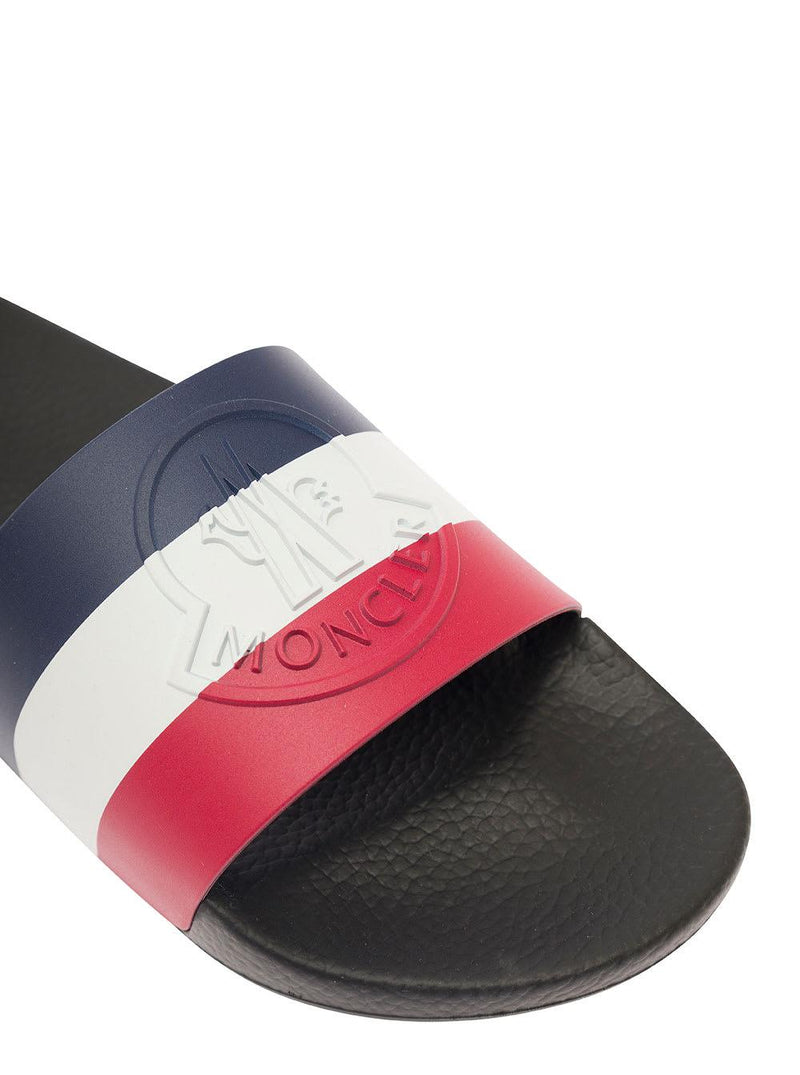 Moncler basile Blue Slides With Tricolour Toe Strap In Rubber Man - Men - Piano Luigi